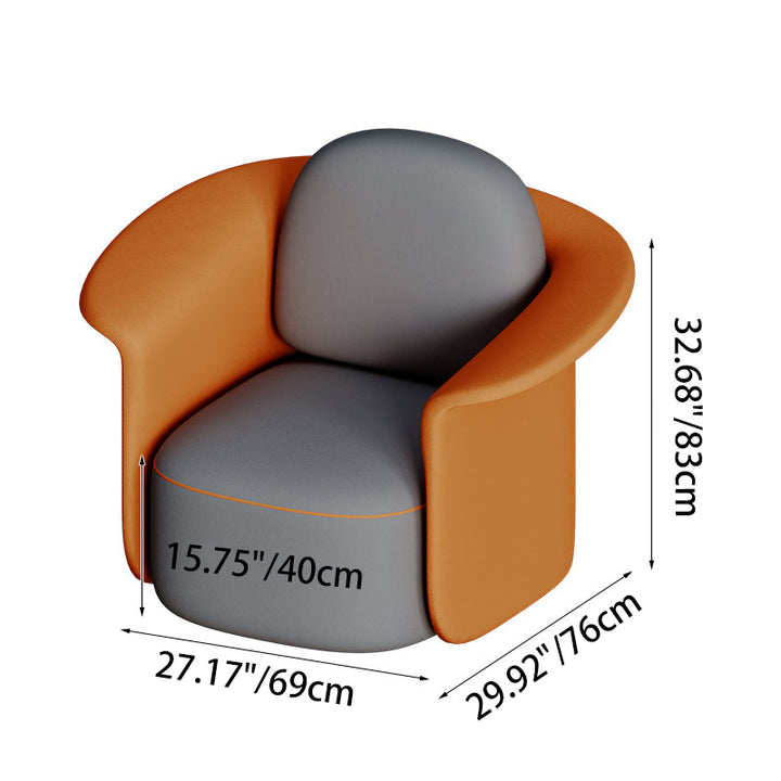 Chaise d'appoint contemporaine scandinave ronde en tissu technique rembourré Chaise de salon dossier pour salle à manger 