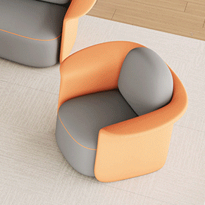 Silla de salón contemporánea escandinava redonda tapizada en tela técnica con respaldo para comedor 
