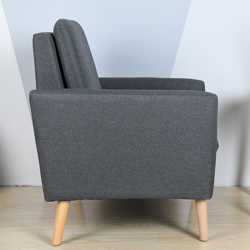 Contemporary Scandinavian Square Fabric Upholstered Wood Accent Chair Sofa Chair Backrest Armrest For Living Room