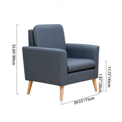 Contemporary Scandinavian Square Fabric Upholstered Wood Accent Chair Sofa Chair Backrest Armrest For Living Room