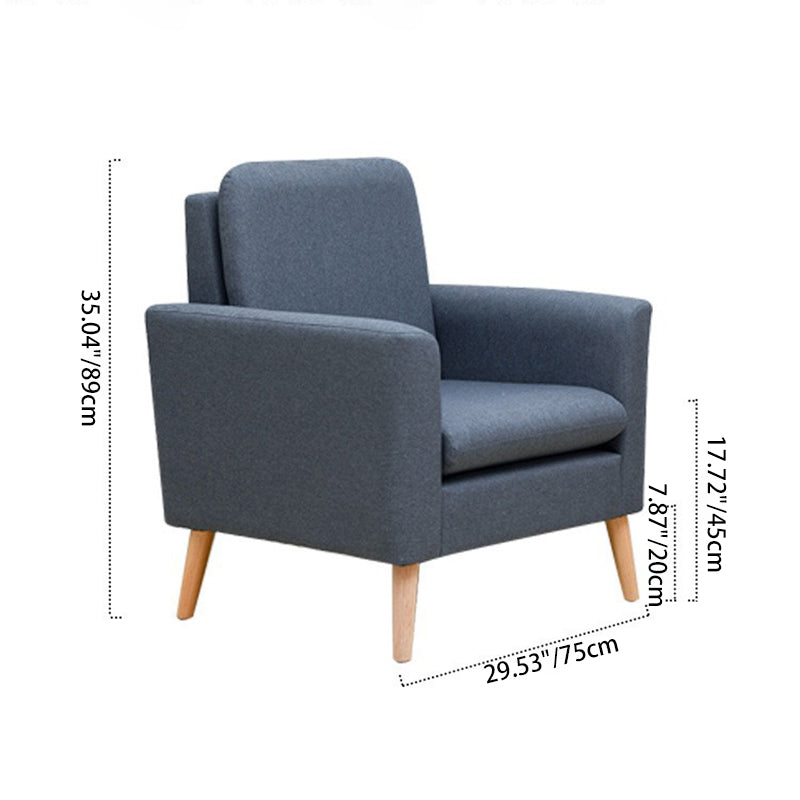 Contemporary Scandinavian Square Fabric Upholstered Wood Accent Chair Sofa Chair Backrest Armrest For Living Room