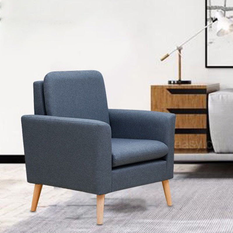 Contemporary Scandinavian Square Fabric Upholstered Wood Accent Chair Sofa Chair Backrest Armrest For Living Room