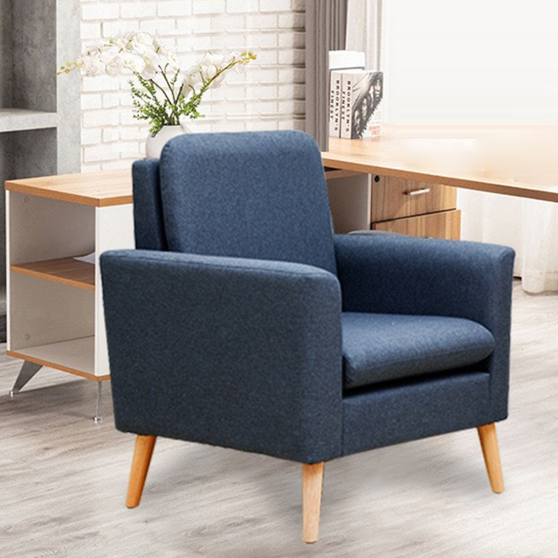 Contemporary Scandinavian Square Fabric Upholstered Wood Accent Chair Sofa Chair Backrest Armrest For Living Room