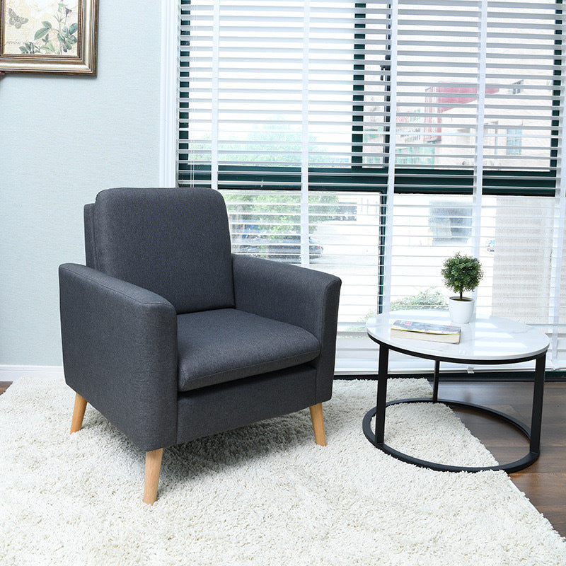 Contemporary Scandinavian Square Fabric Upholstered Wood Accent Chair Sofa Chair Backrest Armrest For Living Room