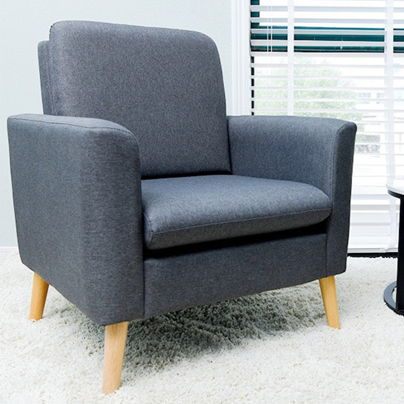 Contemporary Scandinavian Square Fabric Upholstered Wood Accent Chair Sofa Chair Backrest Armrest For Living Room