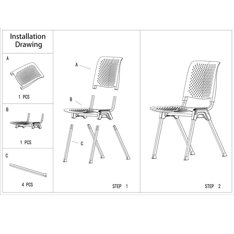 Silla de Escritorio Apilable con Patas de Aluminio y Plástico Hueco de Simplicidad Moderna para Oficina en Casa 