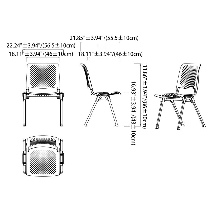 Chaise de bureau empilable en plastique creux à pieds en aluminium pour la maison moderne 