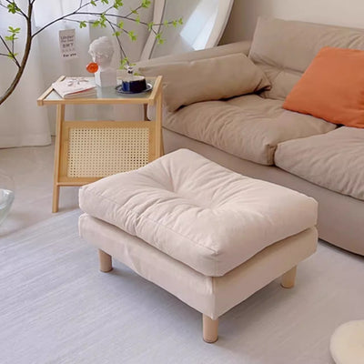 Contemporary Scandinavian Rectangular Snowflake Velvett Upholstered Low Stool Footstool For Living Room