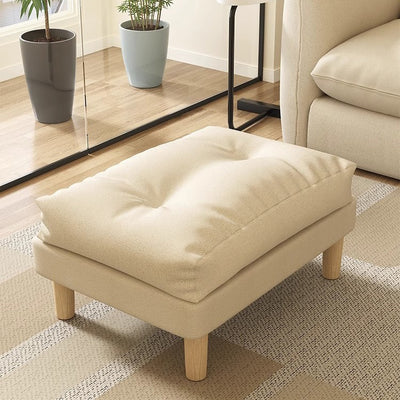 Contemporary Scandinavian Rectangular Snowflake Velvett Upholstered Low Stool Footstool For Living Room