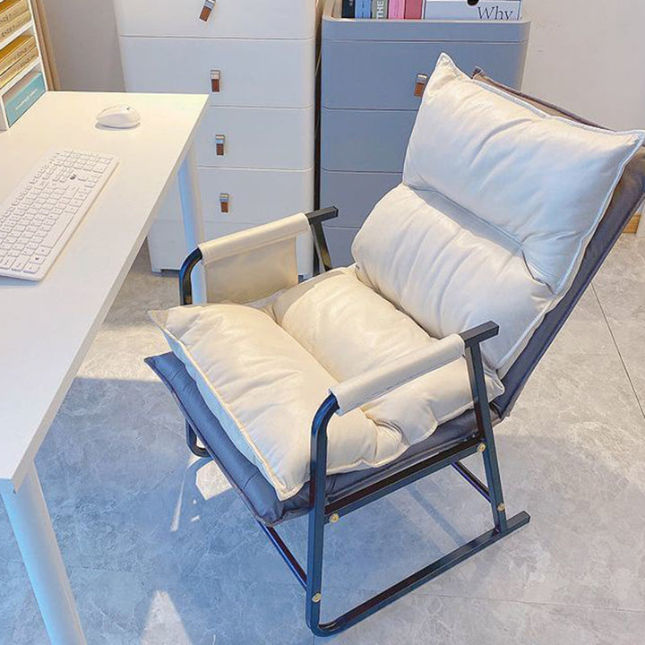 Sillón decorativo contemporáneo escandinavo rectangular/cuadrado con bolsa de almacenamiento, metal, tejido sintético impermeable, respaldo ajustable, reposabrazos y respaldo para sala de estar 