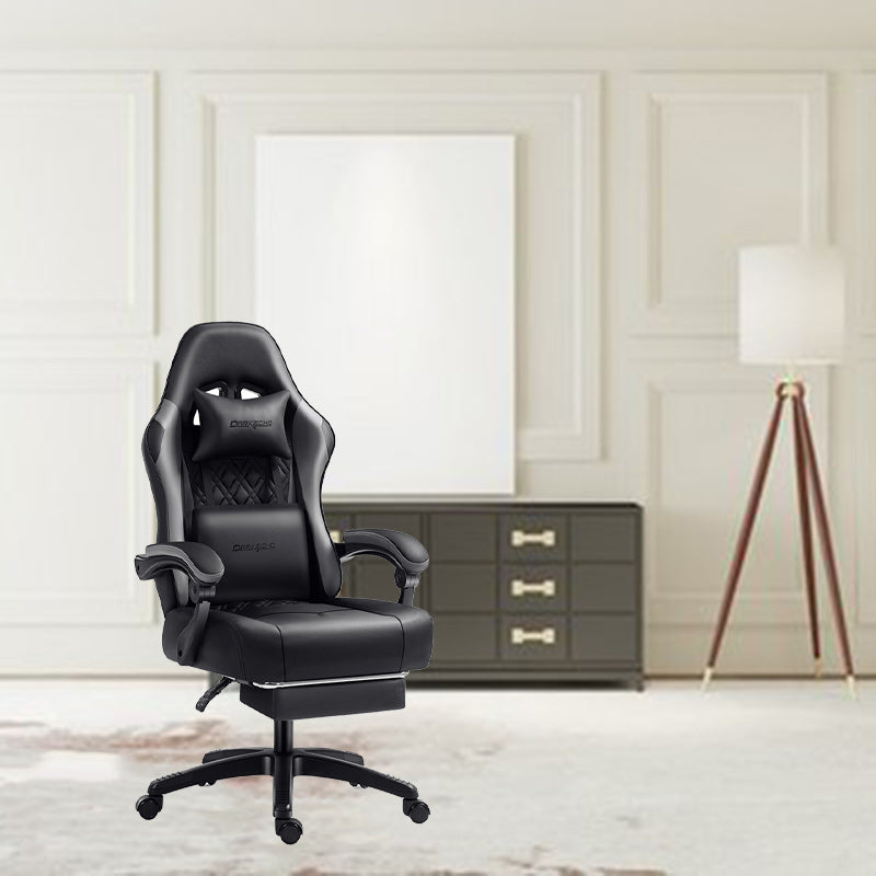 Moderner minimalistischer drehbarer, höhenverstellbarer rechteckiger quadratischer Nylon-Leder-Stoff-Schreibtischstuhl mit Rückenlehne und Armlehne für das Home Office 