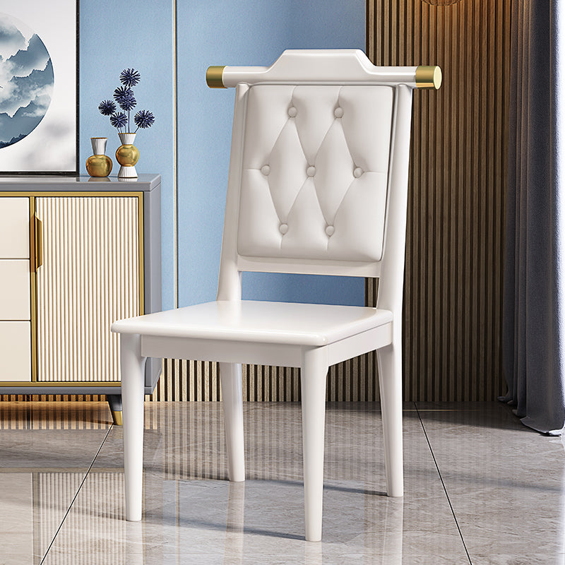 Traditional Chinese Square Rubberwood Faux Leather Dining Chair Backrest For Dining Room