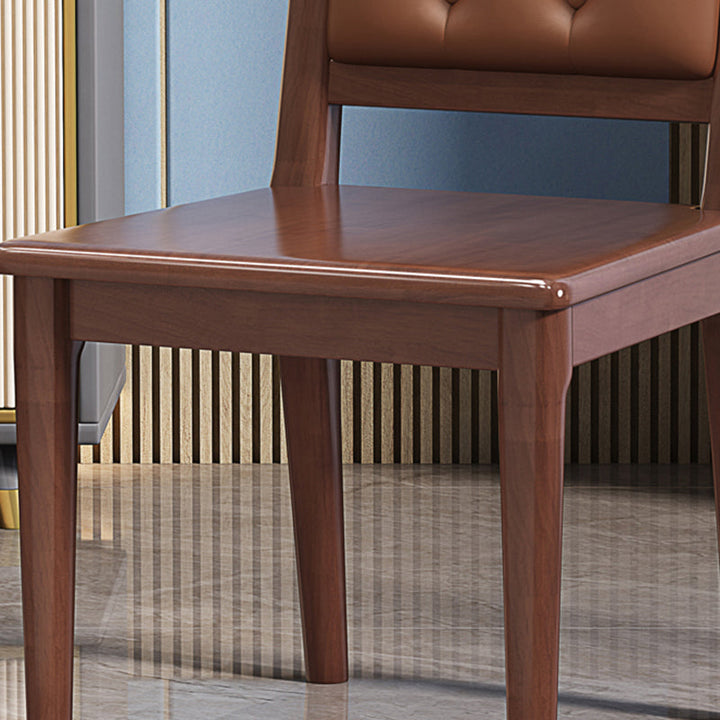 Traditional Chinese Square Rubberwood Faux Leather Dining Chair Backrest For Dining Room