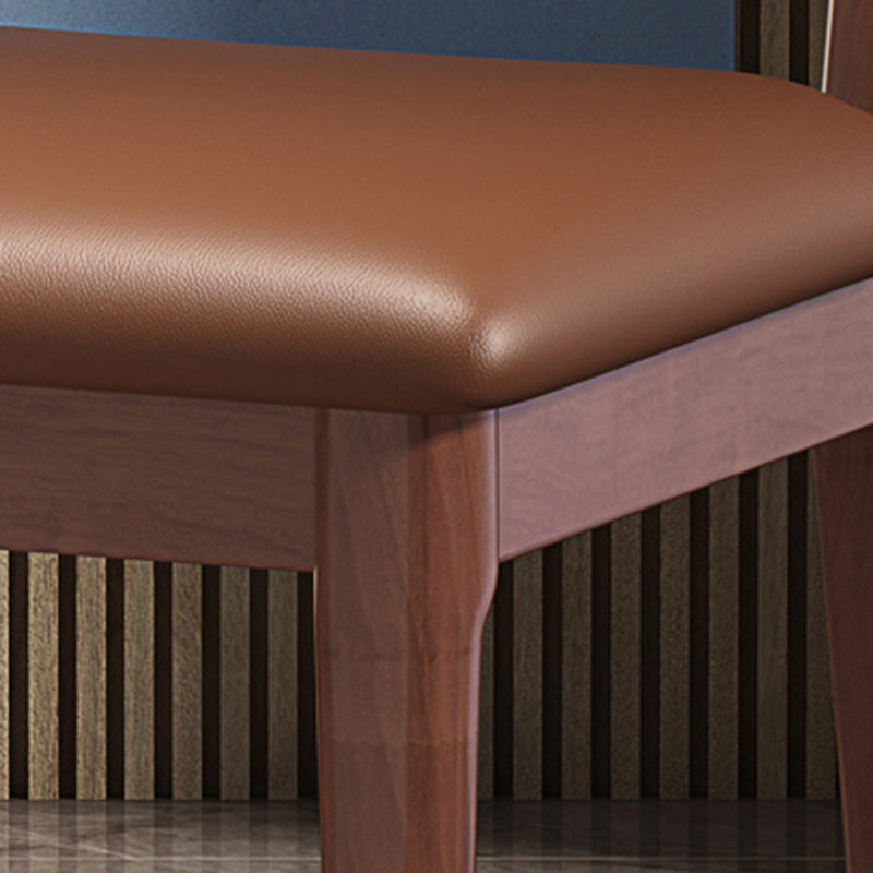 Traditional Chinese Square Rubberwood Faux Leather Dining Chair Backrest For Dining Room