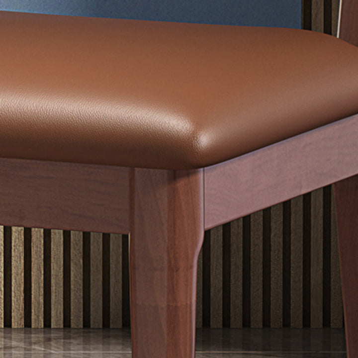Traditional Chinese Square Rubberwood Faux Leather Dining Chair Backrest For Dining Room