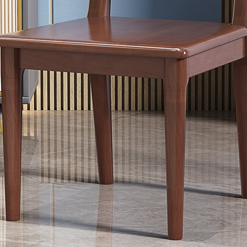 Traditional Chinese Square Rubberwood Faux Leather Dining Chair Backrest For Dining Room