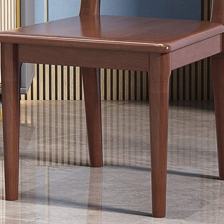 Traditional Chinese Square Rubberwood Faux Leather Dining Chair Backrest For Dining Room