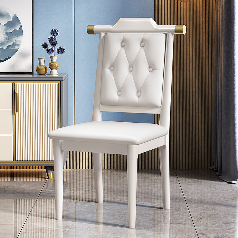 Traditional Chinese Square Rubberwood Faux Leather Dining Chair Backrest For Dining Room