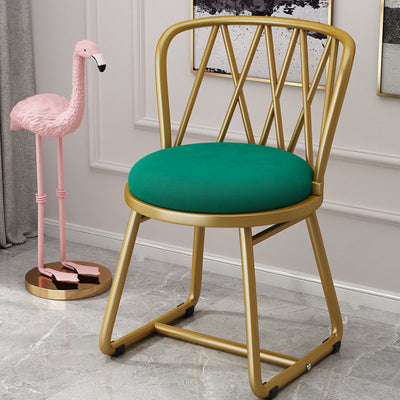 Moderner Art Deco Runder Rhombus Metall Samtstuhl Rückenlehne Für Wohnzimmer 