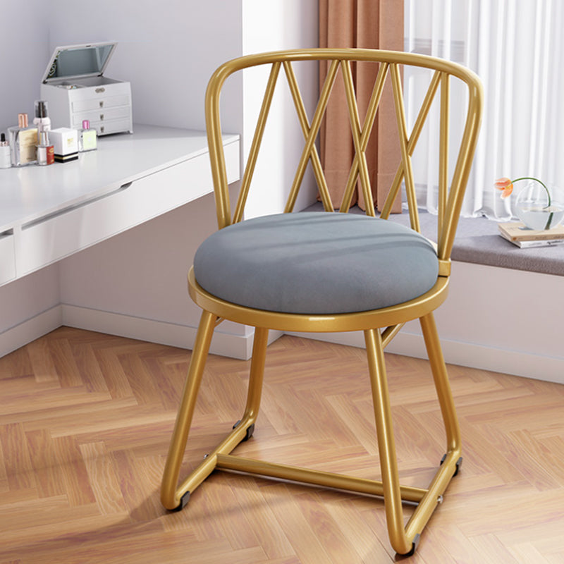 Moderner Art Deco Runder Rhombus Metall Samtstuhl Rückenlehne Für Wohnzimmer 