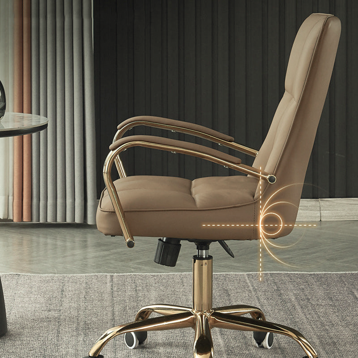 Modern Luxury Liftable Swivel Rectangular Square Faux Leather Carbon Steel Desk Chair Backrest Armrest For Home Office