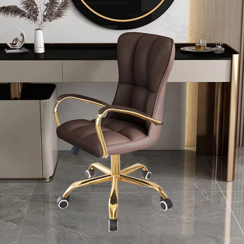 Modern Luxury Liftable Swivel Rectangular Square Faux Leather Carbon Steel Desk Chair Backrest Armrest For Home Office