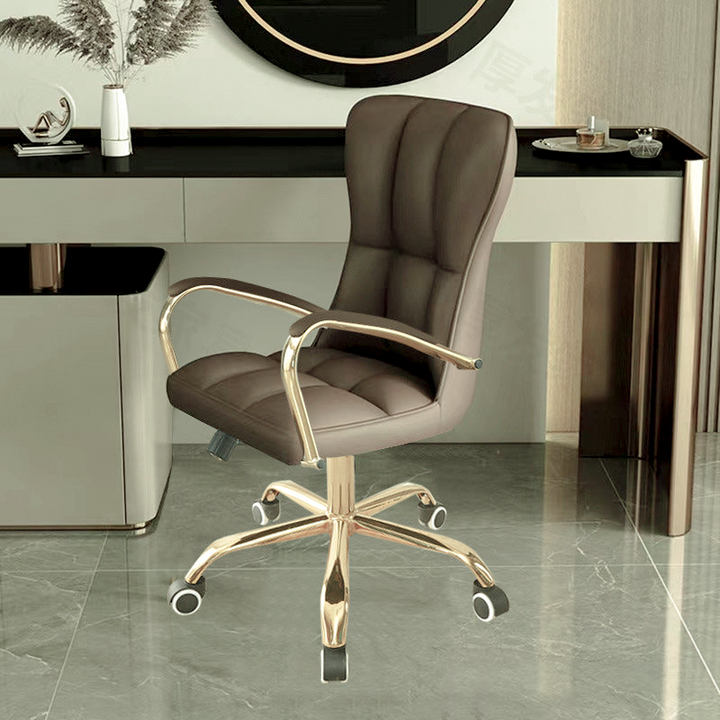 Modern Luxury Liftable Swivel Rectangular Square Faux Leather Carbon Steel Desk Chair Backrest Armrest For Home Office