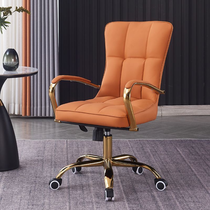 Modern Luxury Liftable Swivel Rectangular Square Faux Leather Carbon Steel Desk Chair Backrest Armrest For Home Office