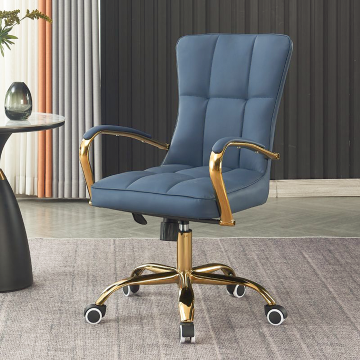 Modern Luxury Liftable Swivel Rectangular Square Faux Leather Carbon Steel Desk Chair Backrest Armrest For Home Office