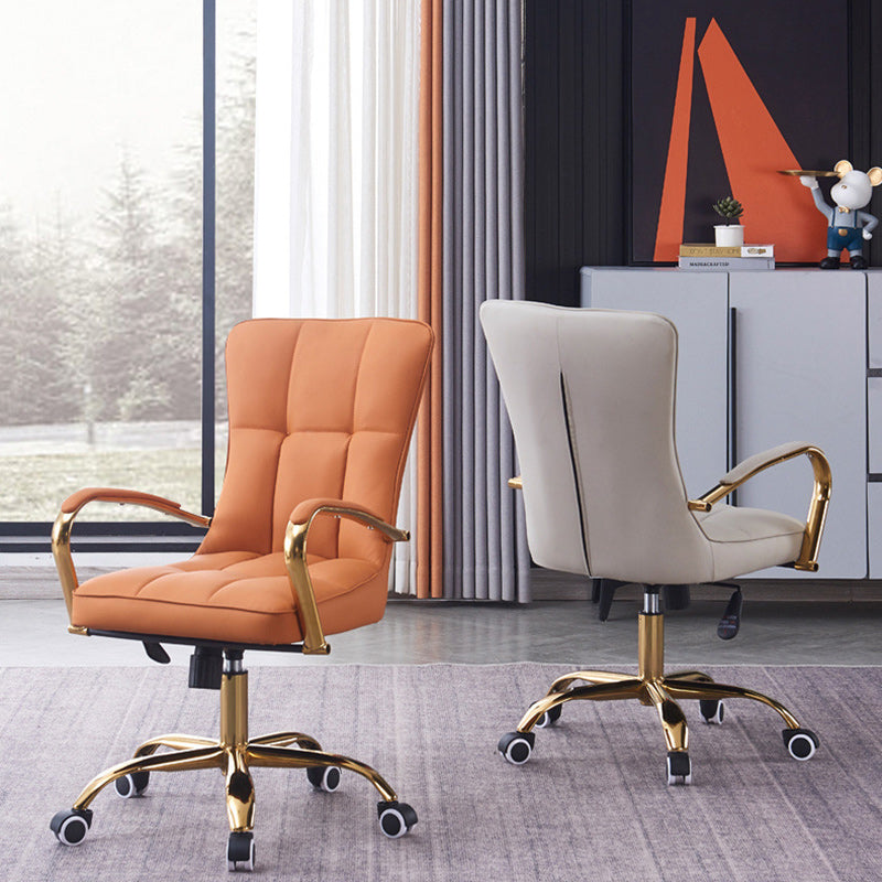 Modern Luxury Liftable Swivel Rectangular Square Faux Leather Carbon Steel Desk Chair Backrest Armrest For Home Office