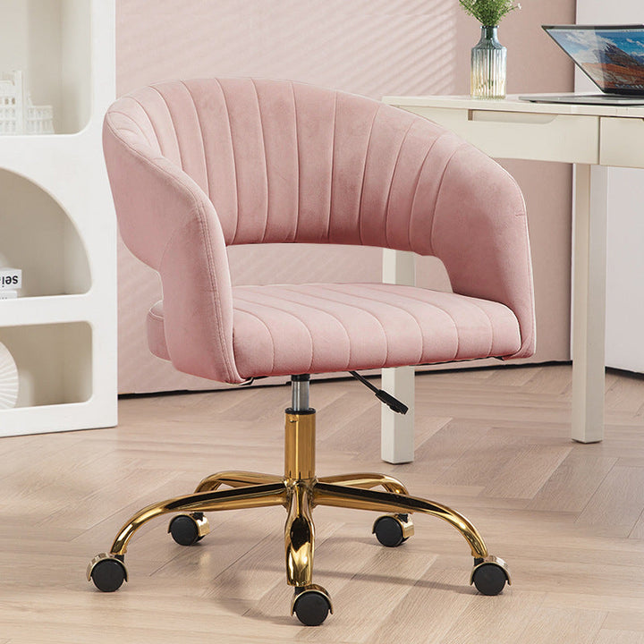 Chaise de bureau contemporaine scandinave pivotante et relevable avec dossier et accoudoirs en métal carré incurvé en velours de chanvre pour la maison et le bureau 