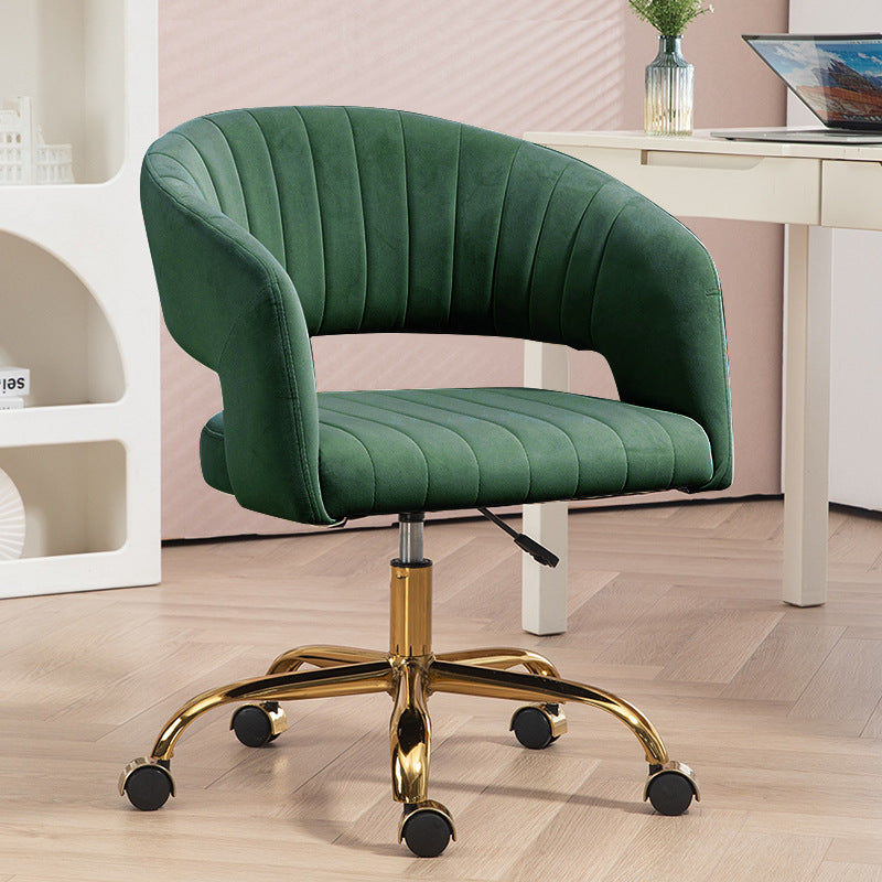 Zeitgenössischer skandinavischer schwenkbarer gebogener quadratischer Metall-Hanf-Samt-Schreibtischstuhl mit Rückenlehne und Armlehne für das Home Office 