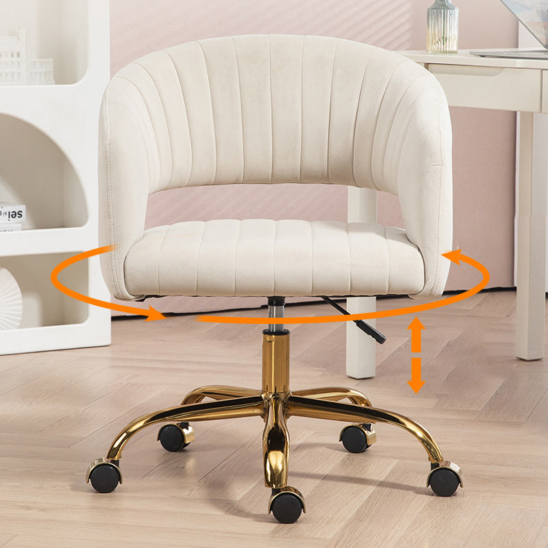 Chaise de bureau contemporaine scandinave pivotante et relevable avec dossier et accoudoirs en métal carré incurvé en velours de chanvre pour la maison et le bureau 