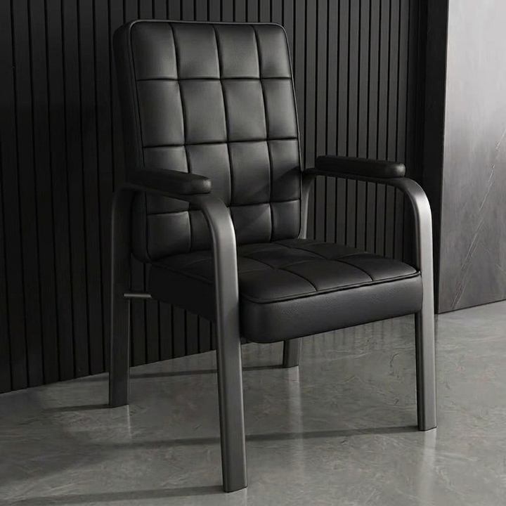 Modern Luxury Rectangular Square Steel PU Leather Accent Chair Backrest Armrest For Living Room