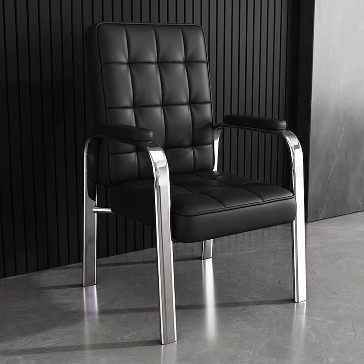 Modern Luxury Rectangular Square Steel PU Leather Accent Chair Backrest Armrest For Living Room