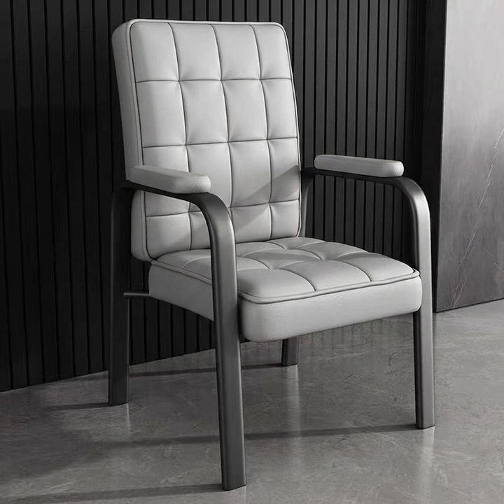 Modern Luxury Rectangular Square Steel PU Leather Accent Chair Backrest Armrest For Living Room