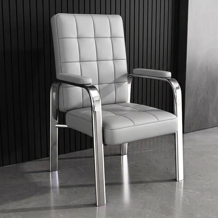 Modern Luxury Rectangular Square Steel PU Leather Accent Chair Backrest Armrest For Living Room