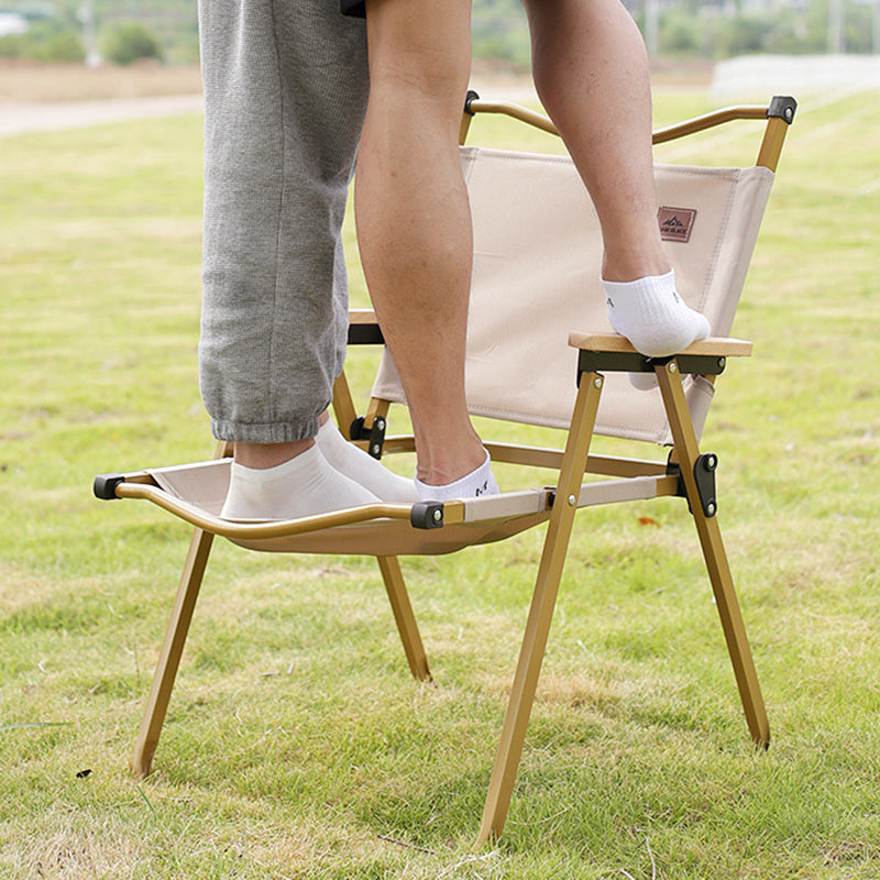 Modern Minimalist Portable Foldable Square Oxford Fabric Carbon Steel Beechwood Chair Backrest Armrest For Outdoor