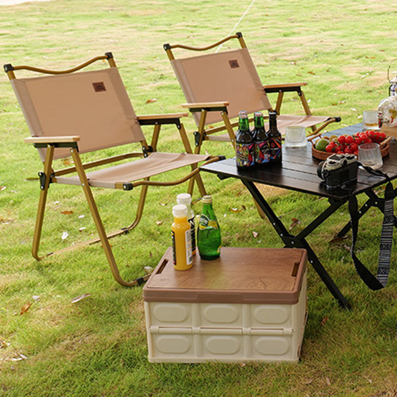 Modern Minimalist Portable Foldable Square Oxford Fabric Carbon Steel Beechwood Chair Backrest Armrest For Outdoor