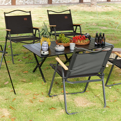 Modern Minimalist Portable Foldable Square Oxford Fabric Carbon Steel Beechwood Chair Backrest Armrest For Outdoor