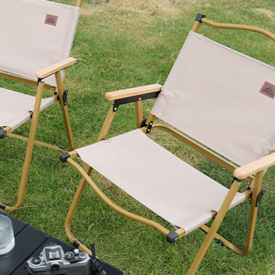 Modern Minimalist Portable Foldable Square Oxford Fabric Carbon Steel Beechwood Chair Backrest Armrest For Outdoor