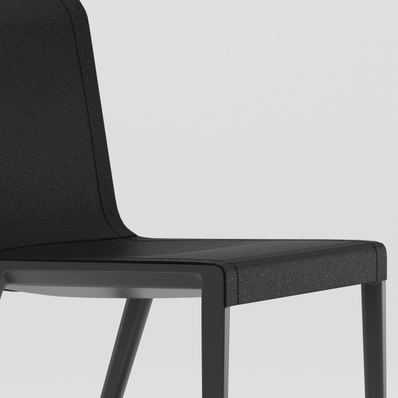 Moderner minimalistischer rechteckiger quadratischer Aluminium-Leder-Esszimmerstuhl mit Rückenlehne für das Esszimmer 