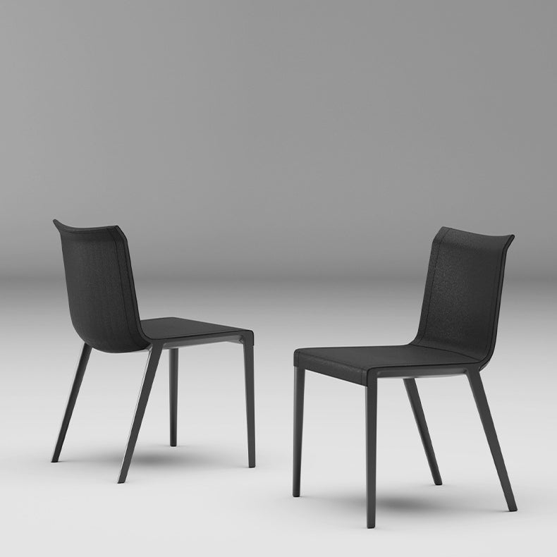 Moderner minimalistischer rechteckiger quadratischer Aluminium-Leder-Esszimmerstuhl mit Rückenlehne für das Esszimmer 