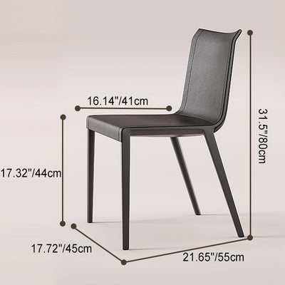 Moderner minimalistischer rechteckiger quadratischer Aluminium-Leder-Esszimmerstuhl mit Rückenlehne für das Esszimmer 