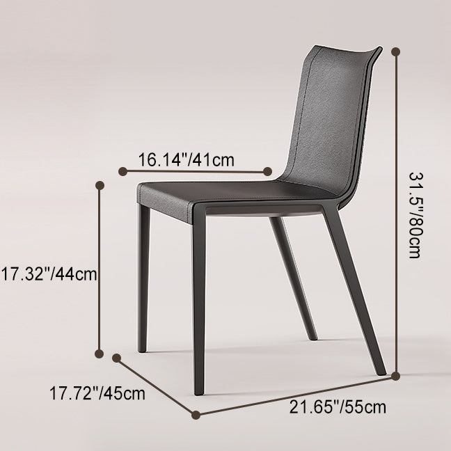 Moderner minimalistischer rechteckiger quadratischer Aluminium-Leder-Esszimmerstuhl mit Rückenlehne für das Esszimmer 