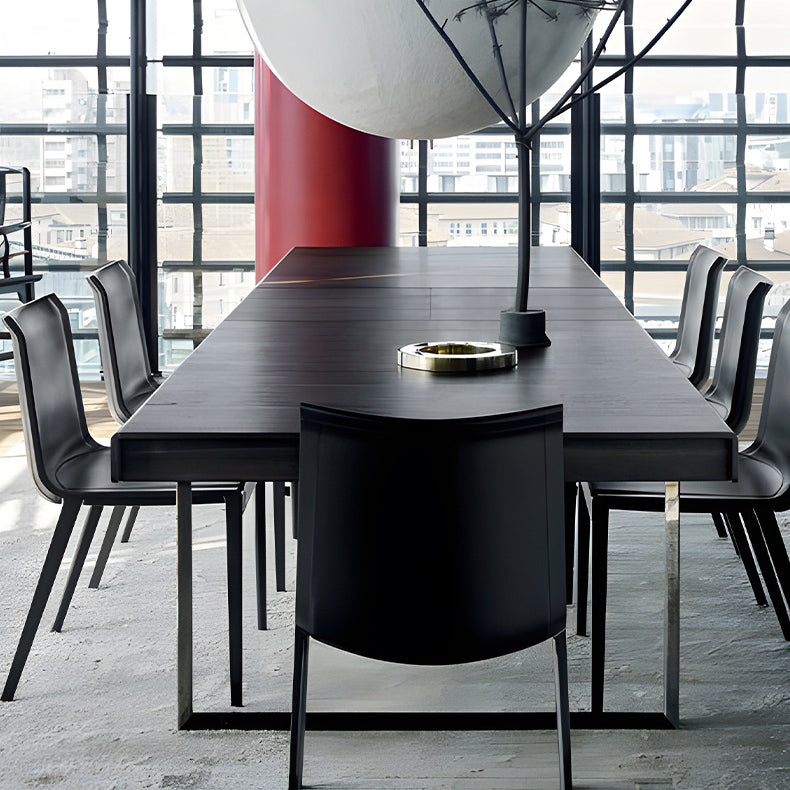 Moderner minimalistischer rechteckiger quadratischer Aluminium-Leder-Esszimmerstuhl mit Rückenlehne für das Esszimmer 