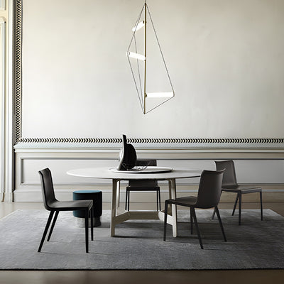 Moderner minimalistischer rechteckiger quadratischer Aluminium-Leder-Esszimmerstuhl mit Rückenlehne für das Esszimmer 