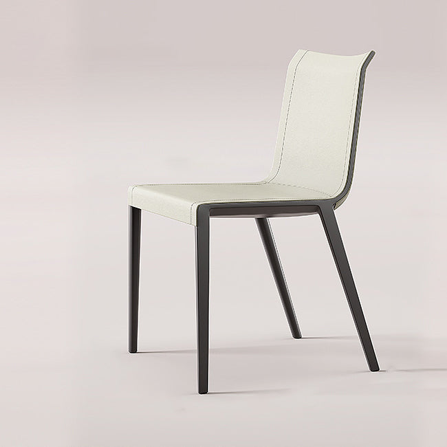 Moderner minimalistischer rechteckiger quadratischer Aluminium-Leder-Esszimmerstuhl mit Rückenlehne für das Esszimmer 