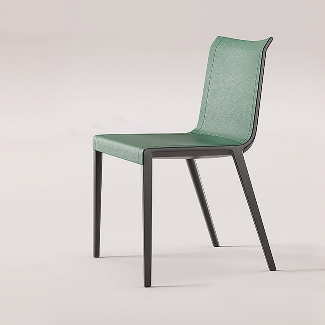 Moderner minimalistischer rechteckiger quadratischer Aluminium-Leder-Esszimmerstuhl mit Rückenlehne für das Esszimmer 