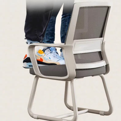 Moderner minimalistischer quadratischer rechteckiger Stahlnetz-Schreibtischstuhl mit Rückenlehne und Armlehne für das Home Office 